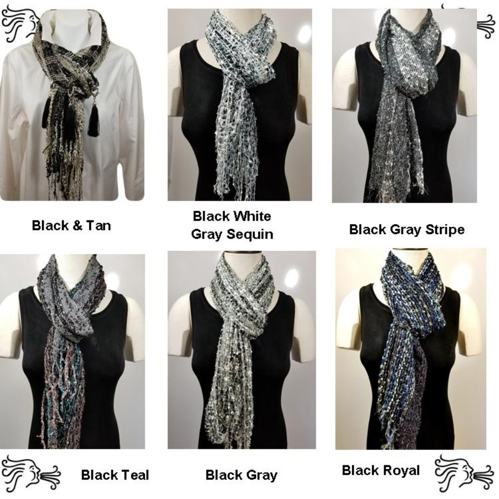 Black Gray Stripe Scarf